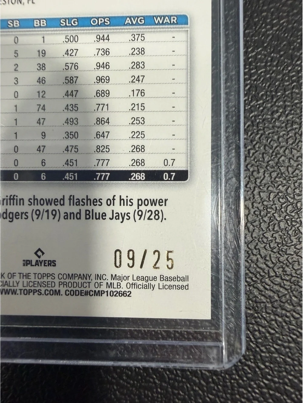 2025 Topps Griffin Conine Orange Foil Rookie Card #447 - Limited 09/25